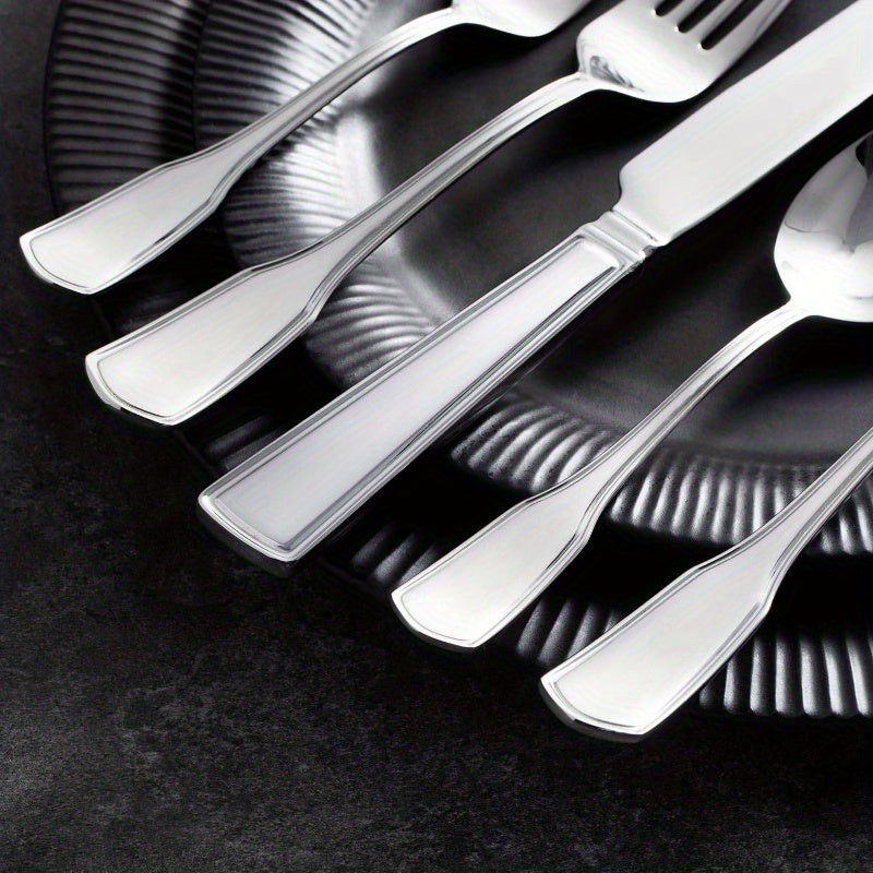 20pcs Stainless Steel Silverware Set, 1810 Mirror Finish Flatware Cutlery, Dishwasher Safe, Varnished Tableware for Home & Restaurant Use, Includes Forks, Knives, Spoons, and Chopsticks, Restaurant Tableware | Elegant Tableware | Durable Cutlery