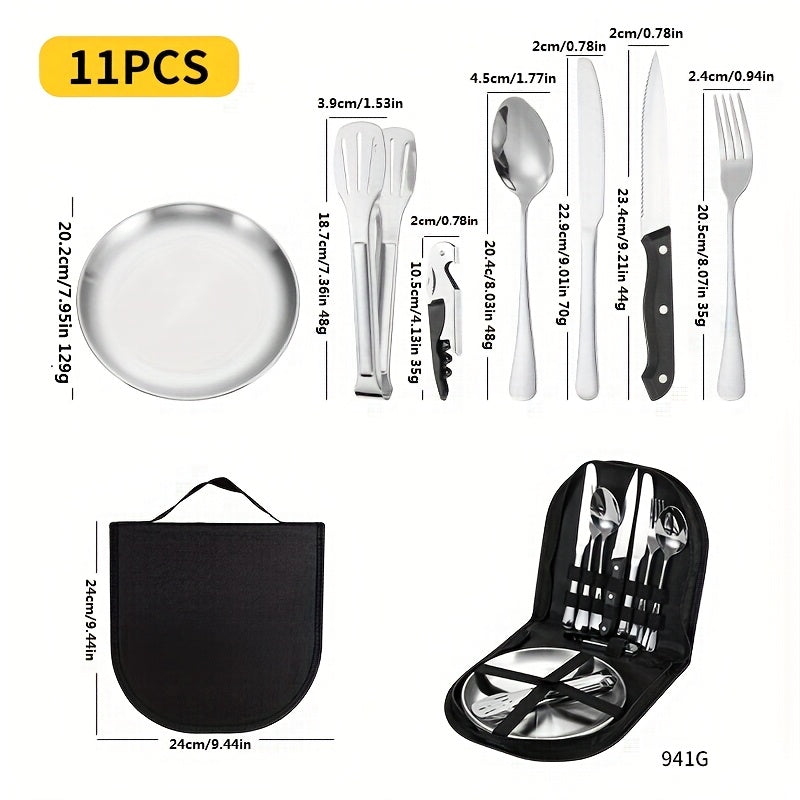 Customizable Stainless Steel Utensil Set with Spoon, Fork, and Knife - Personalized Travel & Camping Essentials, Portable Storage Case, Ideal for Holidays and Everyday Use, Camping Utensils|Polished Finish|Durable Utensils
