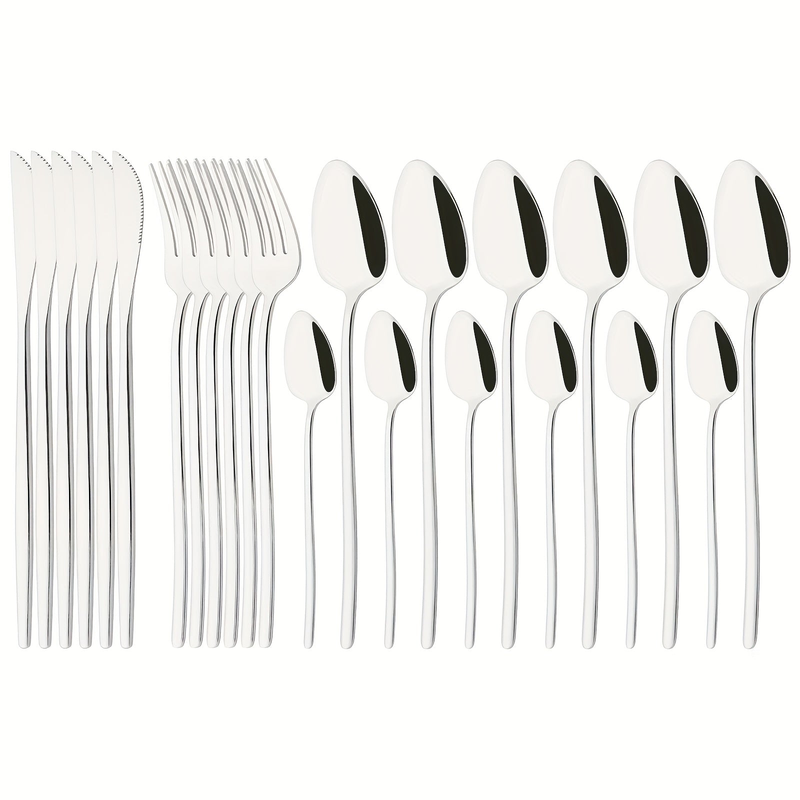 24pcs Stainless Steel Cutlery Set - Elegant White & Golden Finish, Polished Tableware for Christmas, Thanksgiving, Easter, Halloween, Hanukkah, Everyday Dining Essentials, Everyday Cutlery | Elegant Cutlery Set | Durable Cutlery
