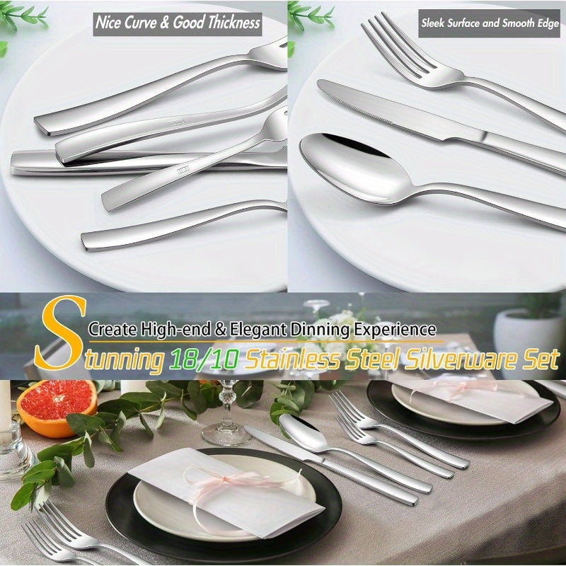 18 10 Stainless Steel Flatware Set for 4 20pcs Modern Silverware Cutlery Set Fancy Square Eating Utensils Forks Spoons Tableware for Home Wedding Entertaining Dishwasher Safe