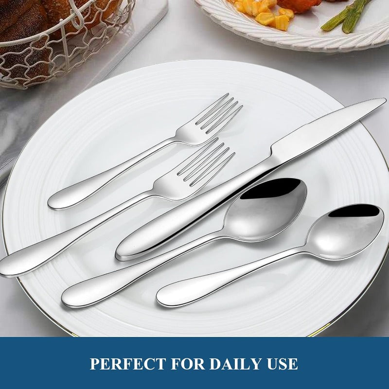 60pcs Silverware Set Stainless Steel Flatware Set Service for 12 Tableware Cutlery Set for Home Kitchen Hotel Restaurant Mirror Polished Dishwasher Safe, Cutlery Sets for Dining, Restaurant Supplies, Kitchen Essentials, Modern Silverware, Stylish
