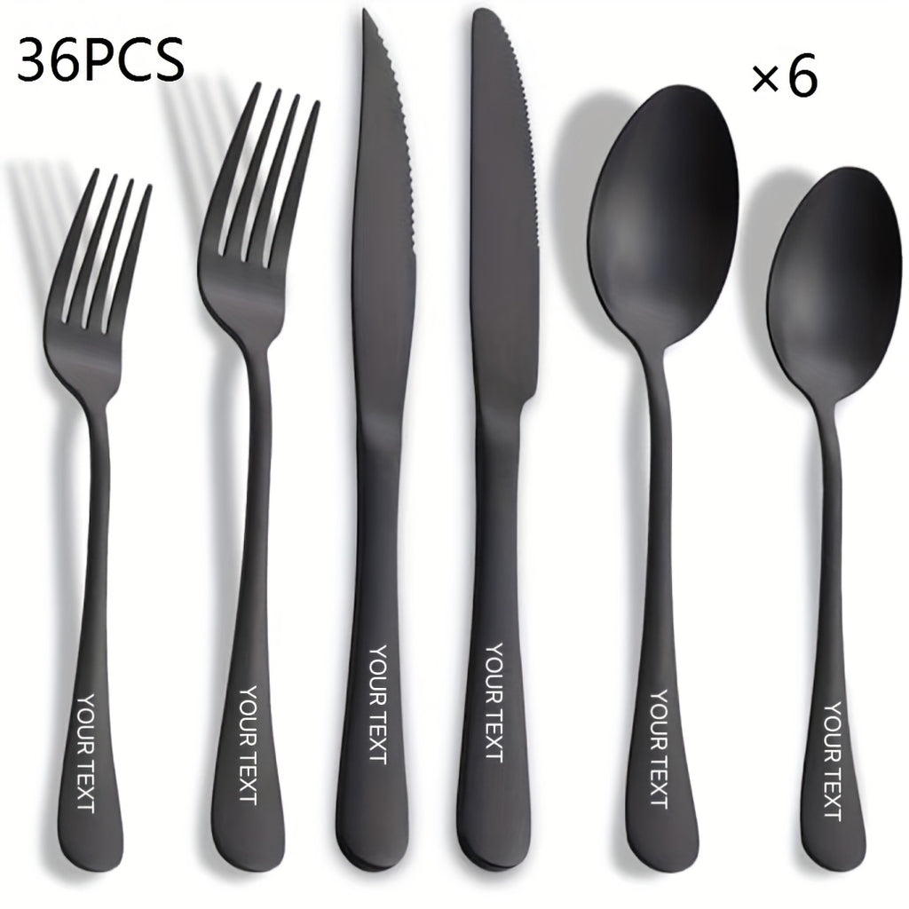 Customized 24/36 stainless steel knife, fork, spoon and modern cutlery set, spoon and fork set, suitable for restaurants, dishwasher washable
