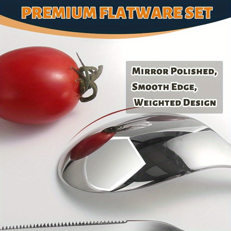 30pcs Premium Stainless Steel Cutlery Set for 6, Featuring a Modern Design with Mirror Polish, Includes Forks, Knives, And Spoons, And Is Dishwasher Safe. Flatware Set Silvery, Silverware Set, Spoon And Fork Set