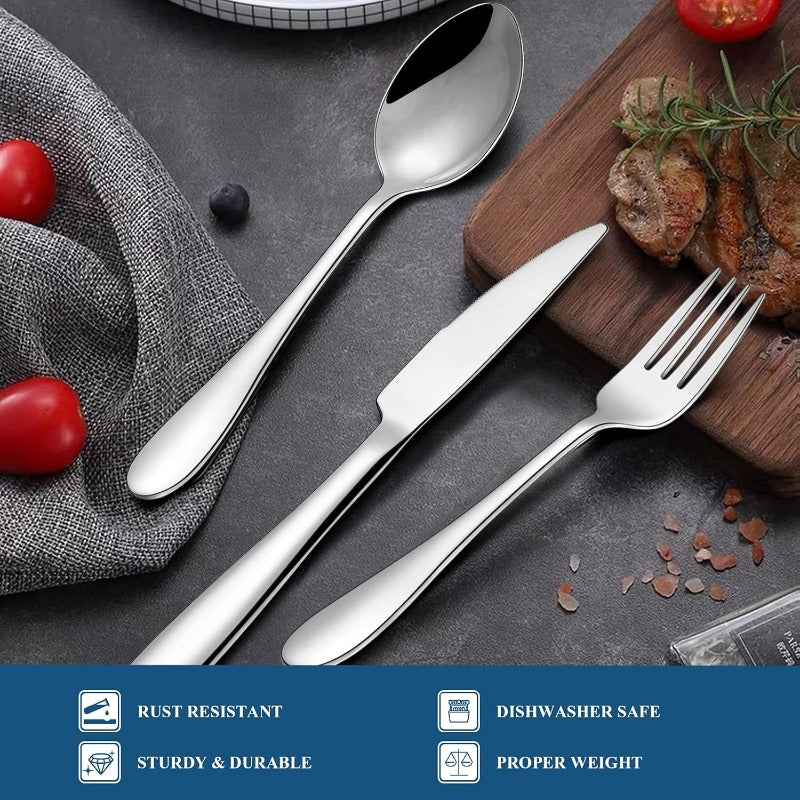 60pcs Silverware Set Stainless Steel Flatware Set Service for 12 Tableware Cutlery Set for Home Kitchen Hotel Restaurant Mirror Polished Dishwasher Safe, Cutlery Sets for Dining, Restaurant Supplies, Kitchen Essentials, Modern Silverware, Stylish