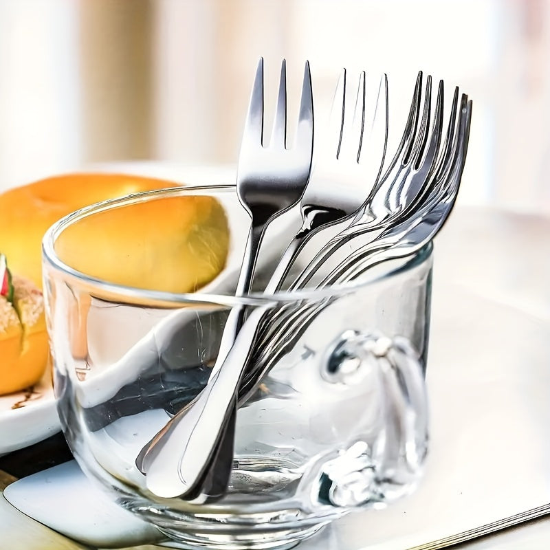 2/4pcs Stainless Steel Small Appetizer Fork, Small Dessert Fork Set, Silver Fork Cutlery Set, 5.5 Inch, Mirror Polished, Dishwasher Safe, Durable Cutlery, Salad Dessert Espresso Cutlery, Shiny Silver