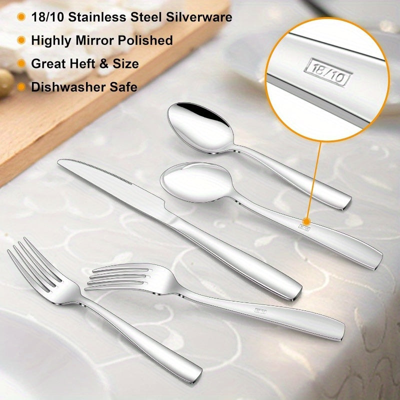 18 10 Stainless Steel Flatware Set for 4 20pcs Modern Silverware Cutlery Set Fancy Square Eating Utensils Forks Spoons Tableware for Home Wedding Entertaining Dishwasher Safe