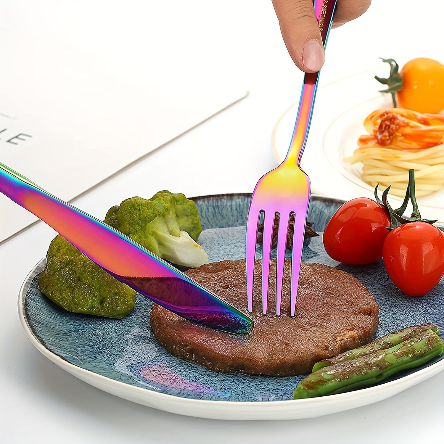 [Rainbow Cutlery Set] 60/30pcs Stainless Steel Cutlery Set | Mirror Polished Flatware Set for 12 People, Dishwasher Safe, Includes Dinner Knives×12, Dinner Spoons×12, Dinner Forks×12, Dessert Spoons×12, Dessert Forks×12 - Ideal for Homes, Restaurants, and
