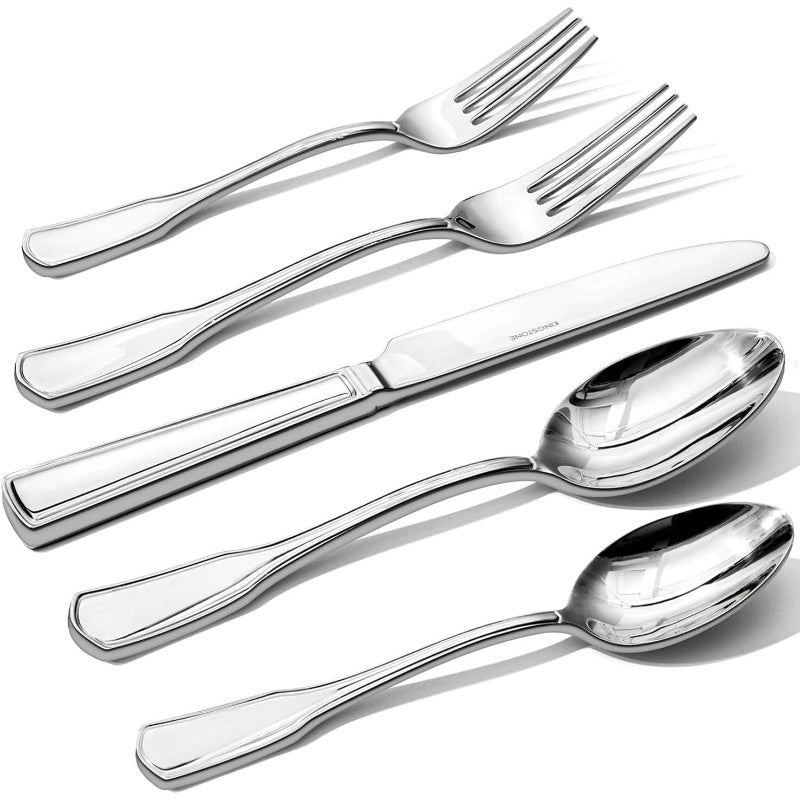 20pcs Stainless Steel Silverware Set, 1810 Mirror Finish Flatware Cutlery, Dishwasher Safe, Varnished Tableware for Home & Restaurant Use, Includes Forks, Knives, Spoons, and Chopsticks, Restaurant Tableware | Elegant Tableware | Durable Cutlery