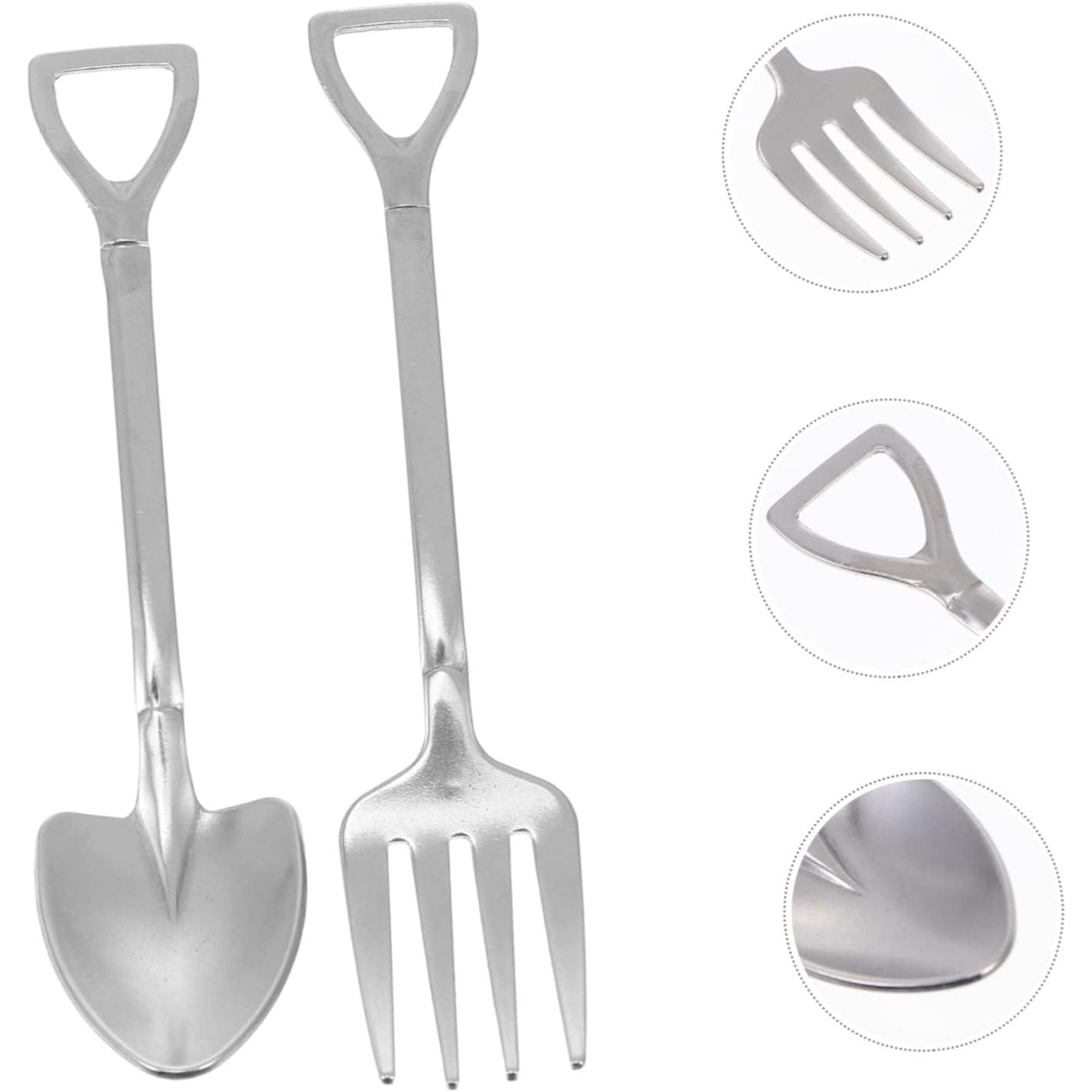 Elegant 4pc Stainless Steel Forks and Spoons Shovel Design Silverware Set Multipurpose Cutlery Home Decor