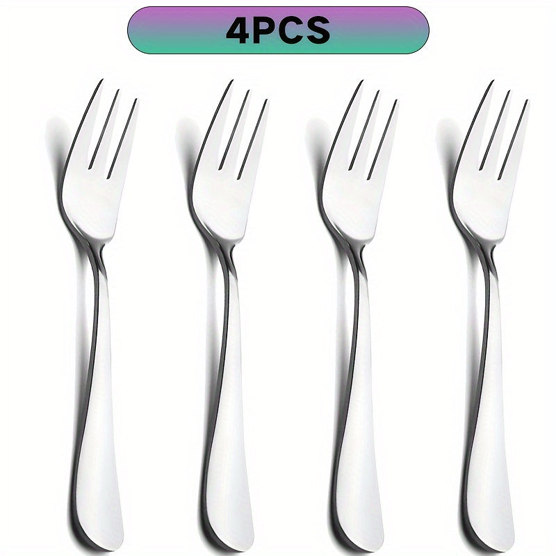 2/4pcs Stainless Steel Small Appetizer Fork, Small Dessert Fork Set, Silver Fork Cutlery Set, 5.5 Inch, Mirror Polished, Dishwasher Safe, Durable Cutlery, Salad Dessert Espresso Cutlery, Shiny Silver