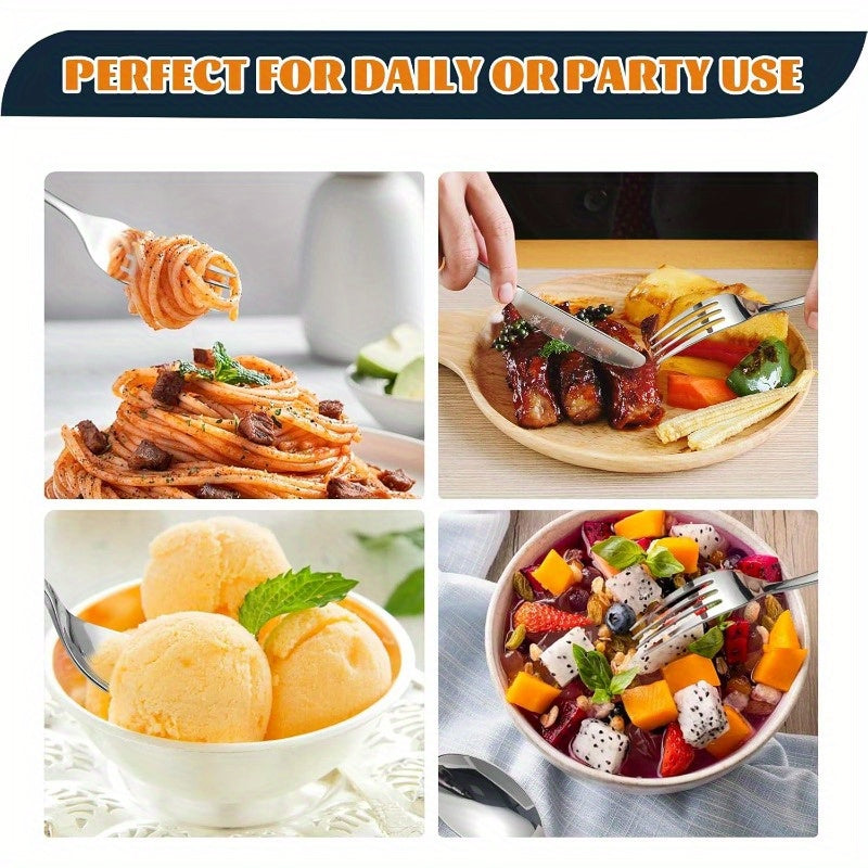 30pcs Premium Stainless Steel Cutlery Set for 6, Featuring a Modern Design with Mirror Polish, Includes Forks, Knives, And Spoons, And Is Dishwasher Safe. Flatware Set Silvery, Silverware Set, Spoon And Fork Set