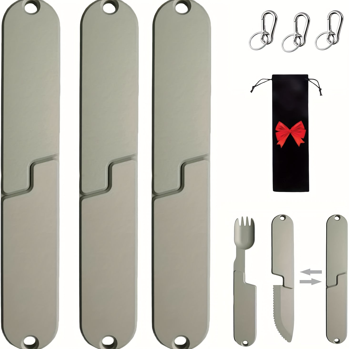 1/ 2/ 3pcs 2in 1 Camping Eating Utensils Set, Magnetic Detachable, Kopak Utensil Set, Reusable Spoon Fork Combo for Travel, Hiking, Wilderness, Backpacking Utensils