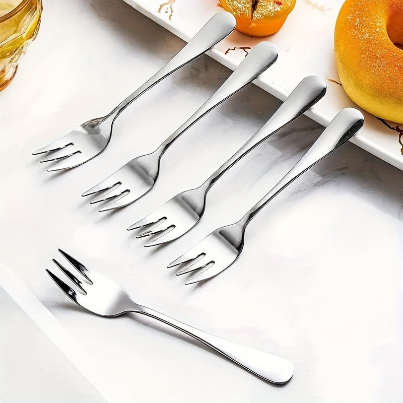 2/4pcs Stainless Steel Small Appetizer Fork, Small Dessert Fork Set, Silver Fork Cutlery Set, 5.5 Inch, Mirror Polished, Dishwasher Safe, Durable Cutlery, Salad Dessert Espresso Cutlery, Shiny Silver