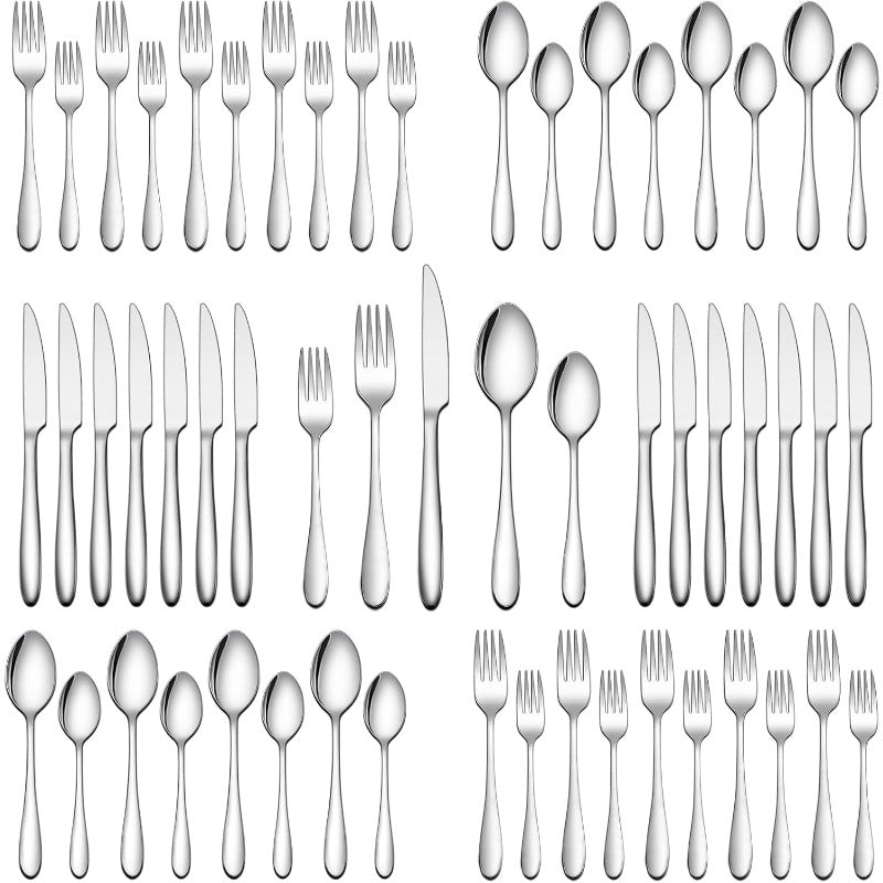 60pcs Silverware Set Stainless Steel Flatware Set Service for 12 Tableware Cutlery Set for Home Kitchen Hotel Restaurant Mirror Polished Dishwasher Safe, Cutlery Sets for Dining, Restaurant Supplies, Kitchen Essentials, Modern Silverware, Stylish
