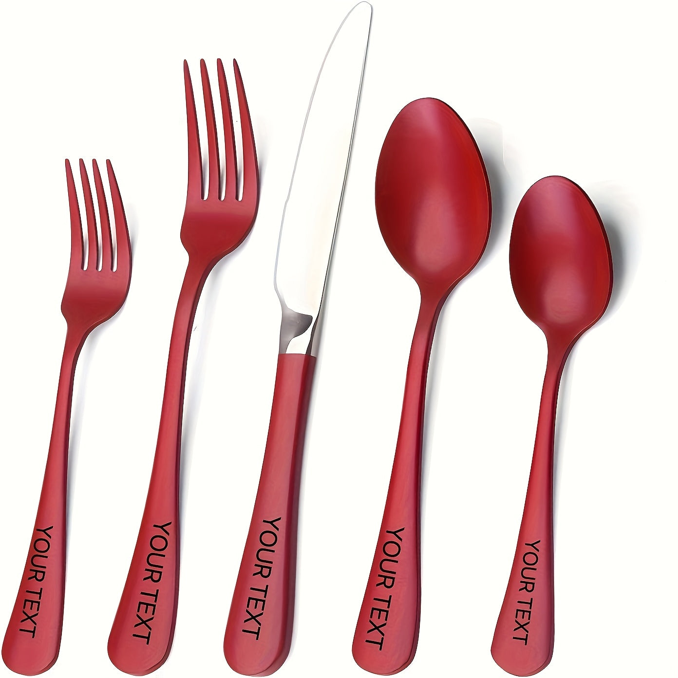 Personalized Set of 5/20/30/40pcs of Red Stainless Steel Cutlery, Suitable for Kitchen And Dining, Featuring Mirror-Polished Knives And Safe for Dishwasher Use.