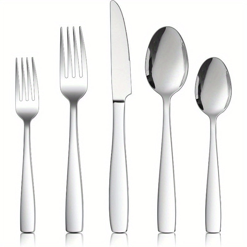 18 10 Stainless Steel Flatware Set for 4 20pcs Modern Silverware Cutlery Set Fancy Square Eating Utensils Forks Spoons Tableware for Home Wedding Entertaining Dishwasher Safe