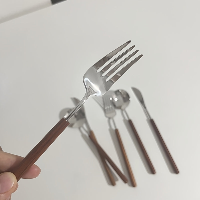 6pcs, Japanese-style 304 stainless steel Western cutlery, high-quality knife, fork, and spoon set, suitable for home, festive parties, and hotels