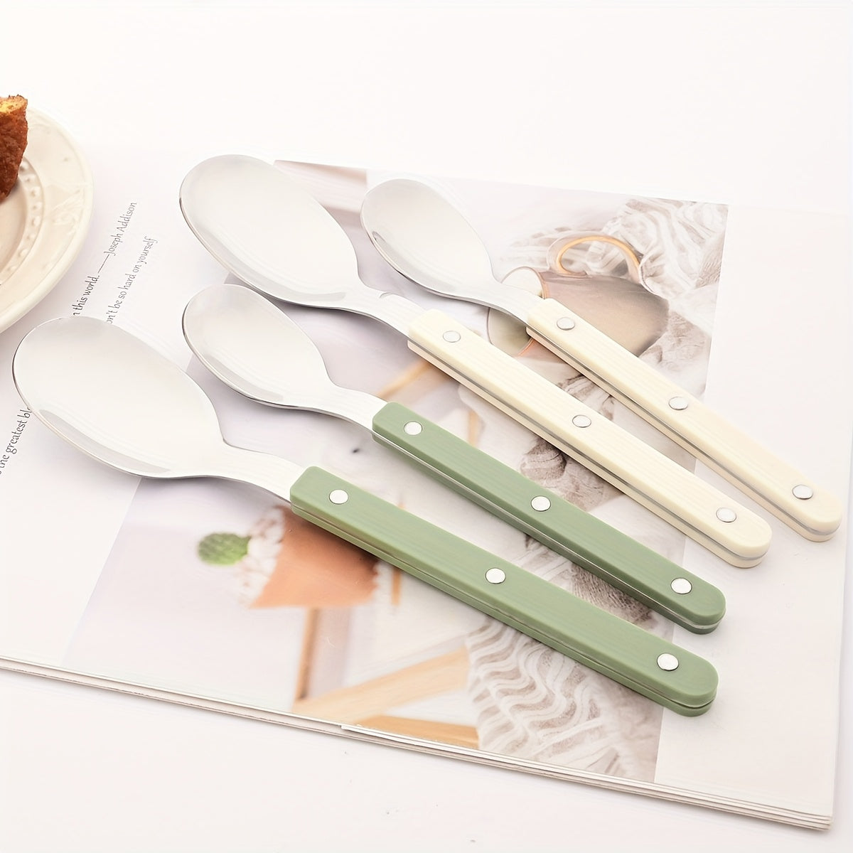 4/16/24pcs Imitation Acrylic Handle Tableware Set, Mirror Stainless Steel Tableware, Dinner Knife, Fork, Spoon, Coffee Spoon Tableware Set, Suitable for Parties, Weddings, Festivals, Restaurants, Hotels, Gifts.