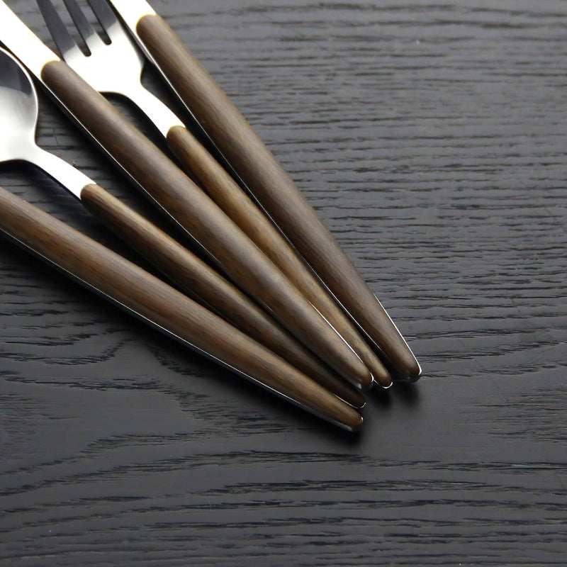 Silverware Set, 20pcs Brown Silicone Handle Stainless Steel Flatware Set, Service 4, Cutlery Set Home Kitchen and Restaurant, Mirror Polished, Kitchen Utensils, Dining Essentials, Elegant Cutlery, Stylish Flatware, Highquality Silverware, Premium