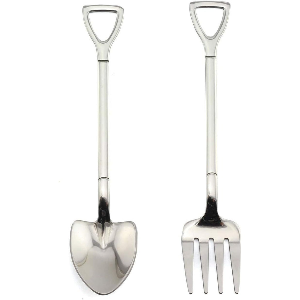 Elegant 4pc Stainless Steel Forks and Spoons Shovel Design Silverware Set Multipurpose Cutlery Home Decor