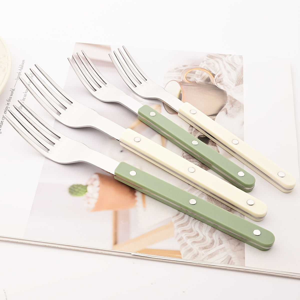4/16/24pcs Imitation Acrylic Handle Tableware Set, Mirror Stainless Steel Tableware, Dinner Knife, Fork, Spoon, Coffee Spoon Tableware Set, Suitable for Parties, Weddings, Festivals, Restaurants, Hotels, Gifts.