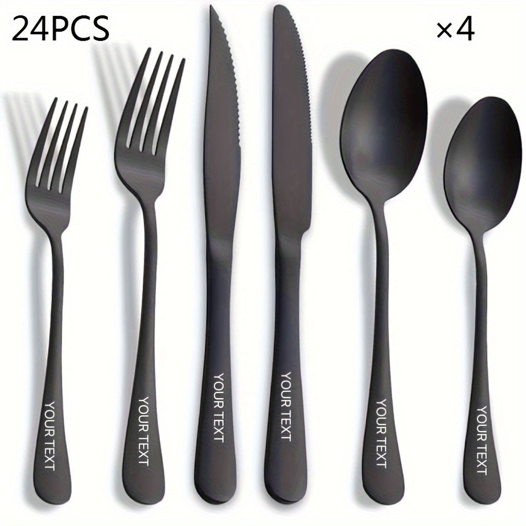 Customized 24/36 stainless steel knife, fork, spoon and modern cutlery set, spoon and fork set, suitable for restaurants, dishwasher washable