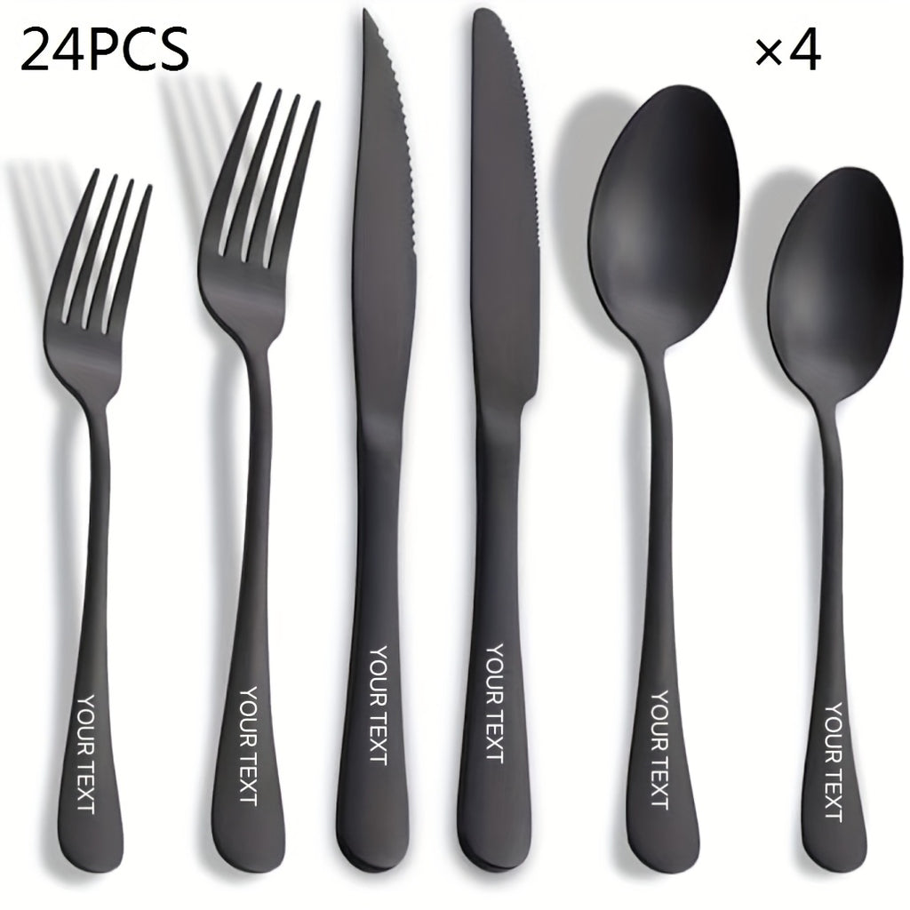 Customized 24/36 stainless steel knife, fork, spoon and modern cutlery set, spoon and fork set, suitable for restaurants, dishwasher washable