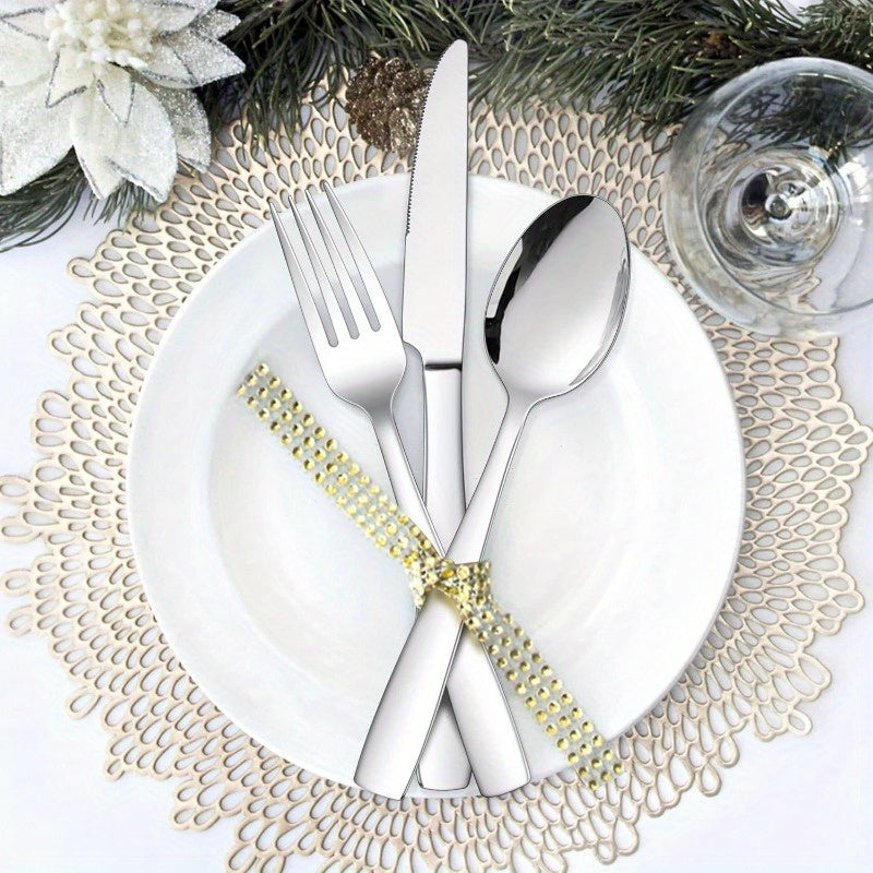 18 10 Stainless Steel Flatware Set for 4 20pcs Modern Silverware Cutlery Set Fancy Square Eating Utensils Forks Spoons Tableware for Home Wedding Entertaining Dishwasher Safe