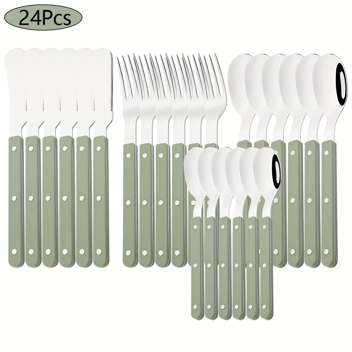 4/16/24pcs Imitation Acrylic Handle Tableware Set, Mirror Stainless Steel Tableware, Dinner Knife, Fork, Spoon, Coffee Spoon Tableware Set, Suitable for Parties, Weddings, Festivals, Restaurants, Hotels, Gifts.