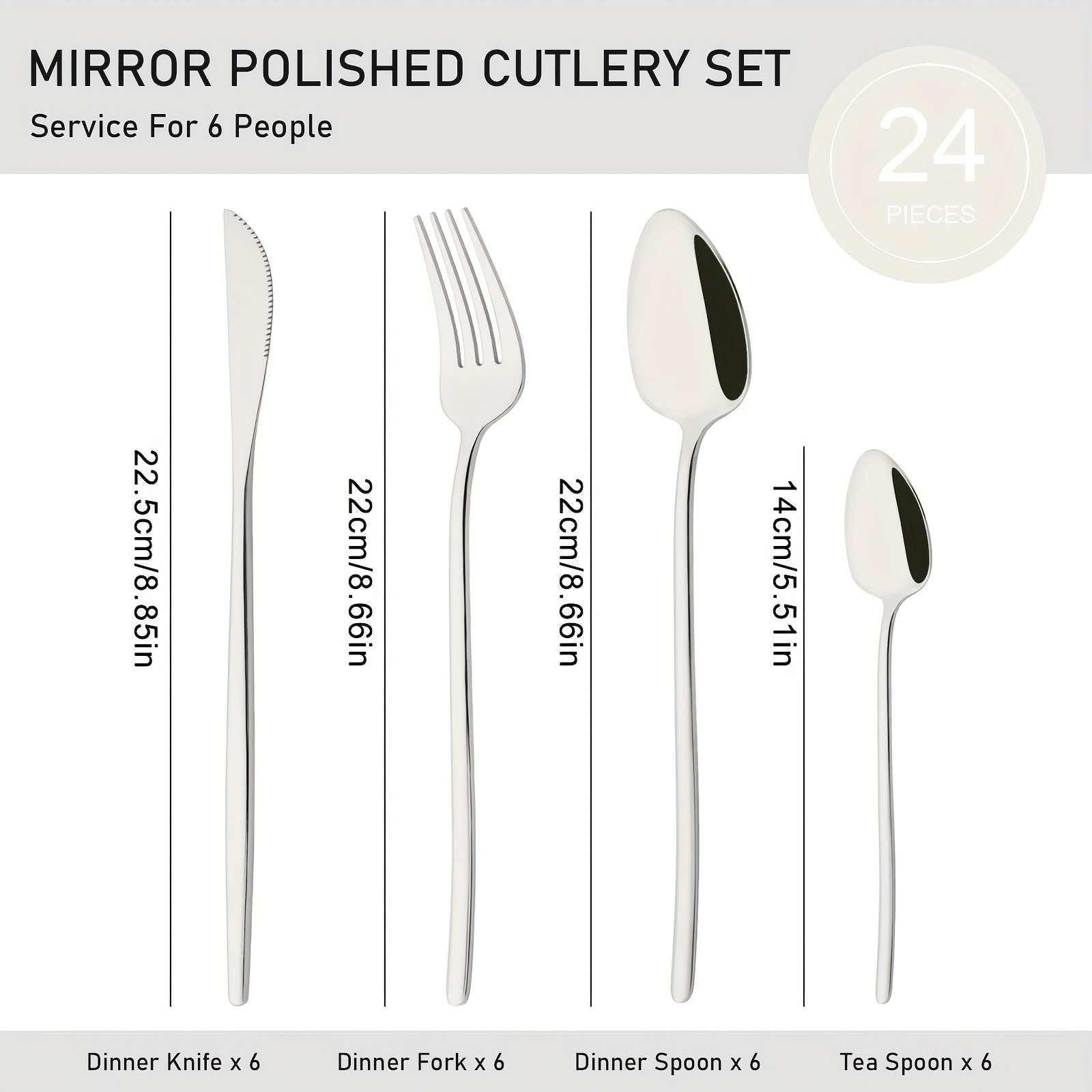 24pcs Stainless Steel Cutlery Set - Elegant White & Golden Finish, Polished Tableware for Christmas, Thanksgiving, Easter, Halloween, Hanukkah, Everyday Dining Essentials, Everyday Cutlery | Elegant Cutlery Set | Durable Cutlery