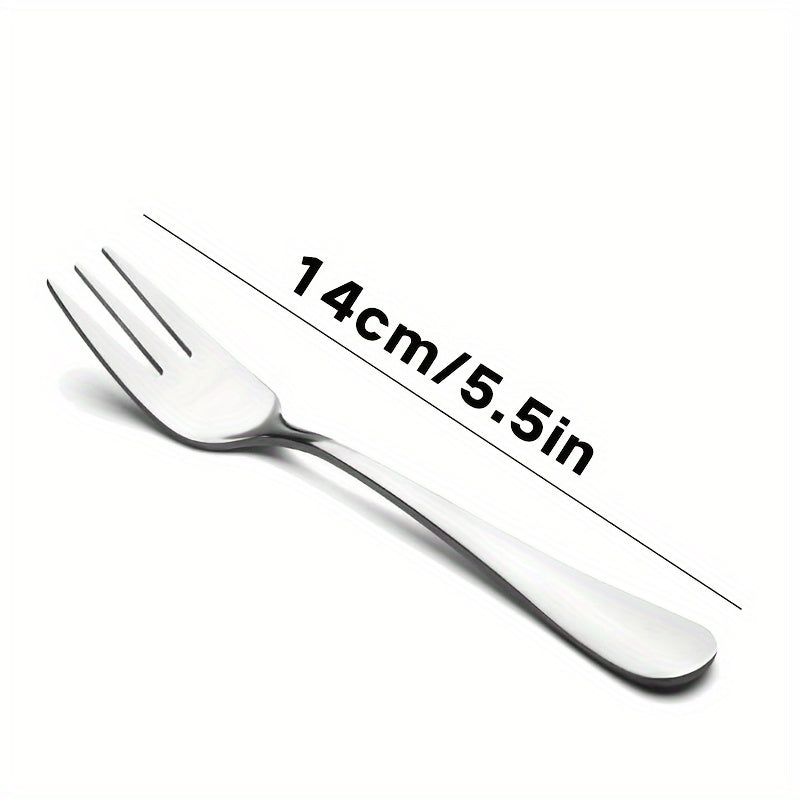 2/4pcs Stainless Steel Small Appetizer Fork, Small Dessert Fork Set, Silver Fork Cutlery Set, 5.5 Inch, Mirror Polished, Dishwasher Safe, Durable Cutlery, Salad Dessert Espresso Cutlery, Shiny Silver