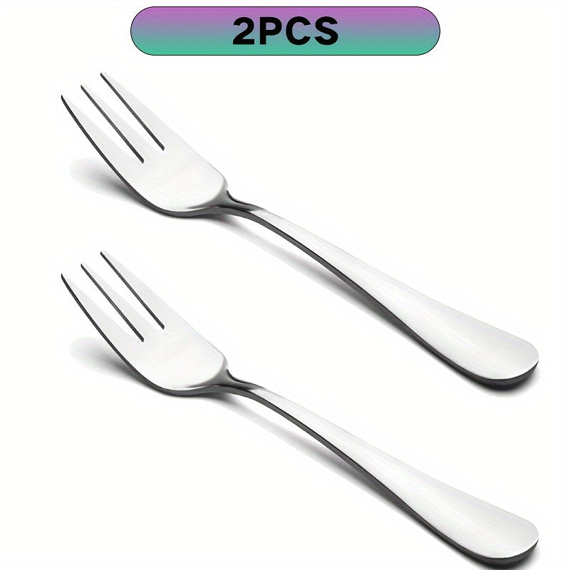 2/4pcs Stainless Steel Small Appetizer Fork, Small Dessert Fork Set, Silver Fork Cutlery Set, 5.5 Inch, Mirror Polished, Dishwasher Safe, Durable Cutlery, Salad Dessert Espresso Cutlery, Shiny Silver