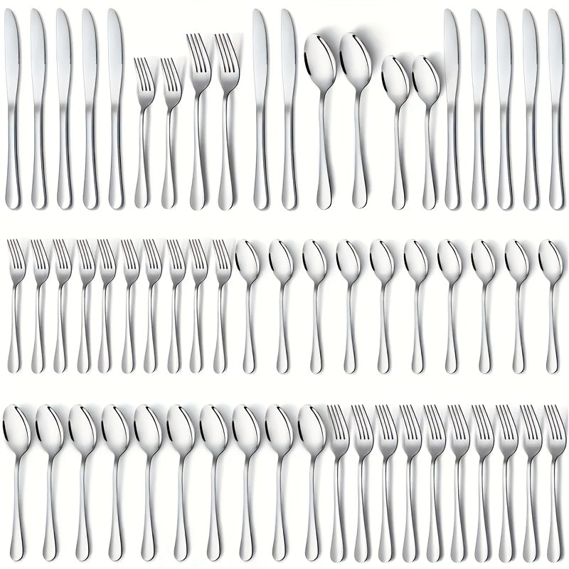 [Rainbow Cutlery Set] 60/30pcs Stainless Steel Cutlery Set | Mirror Polished Flatware Set for 12 People, Dishwasher Safe, Includes Dinner Knives×12, Dinner Spoons×12, Dinner Forks×12, Dessert Spoons×12, Dessert Forks×12 - Ideal for Homes, Restaurants, and