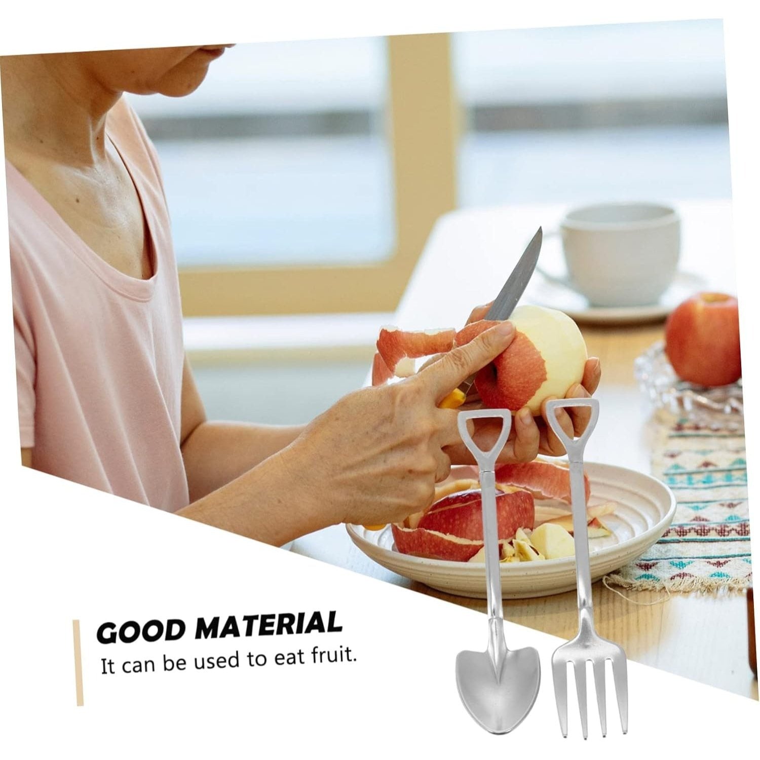 Elegant 4pc Stainless Steel Forks and Spoons Shovel Design Silverware Set Multipurpose Cutlery Home Decor