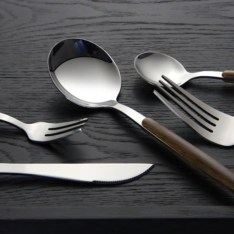 Silverware Set, 20pcs Brown Silicone Handle Stainless Steel Flatware Set, Service 4, Cutlery Set Home Kitchen and Restaurant, Mirror Polished, Kitchen Utensils, Dining Essentials, Elegant Cutlery, Stylish Flatware, Highquality Silverware, Premium