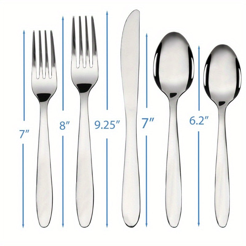 Breck 20pcs Stainless Steel Silvery Flatware Set Service for 4 Adults, Dining Essentials, Home Dining, Stylish Utensils, Modern Flatware, Rustresistant Material, Durable Cutlery, Dinnerware Set, Silverware Collection