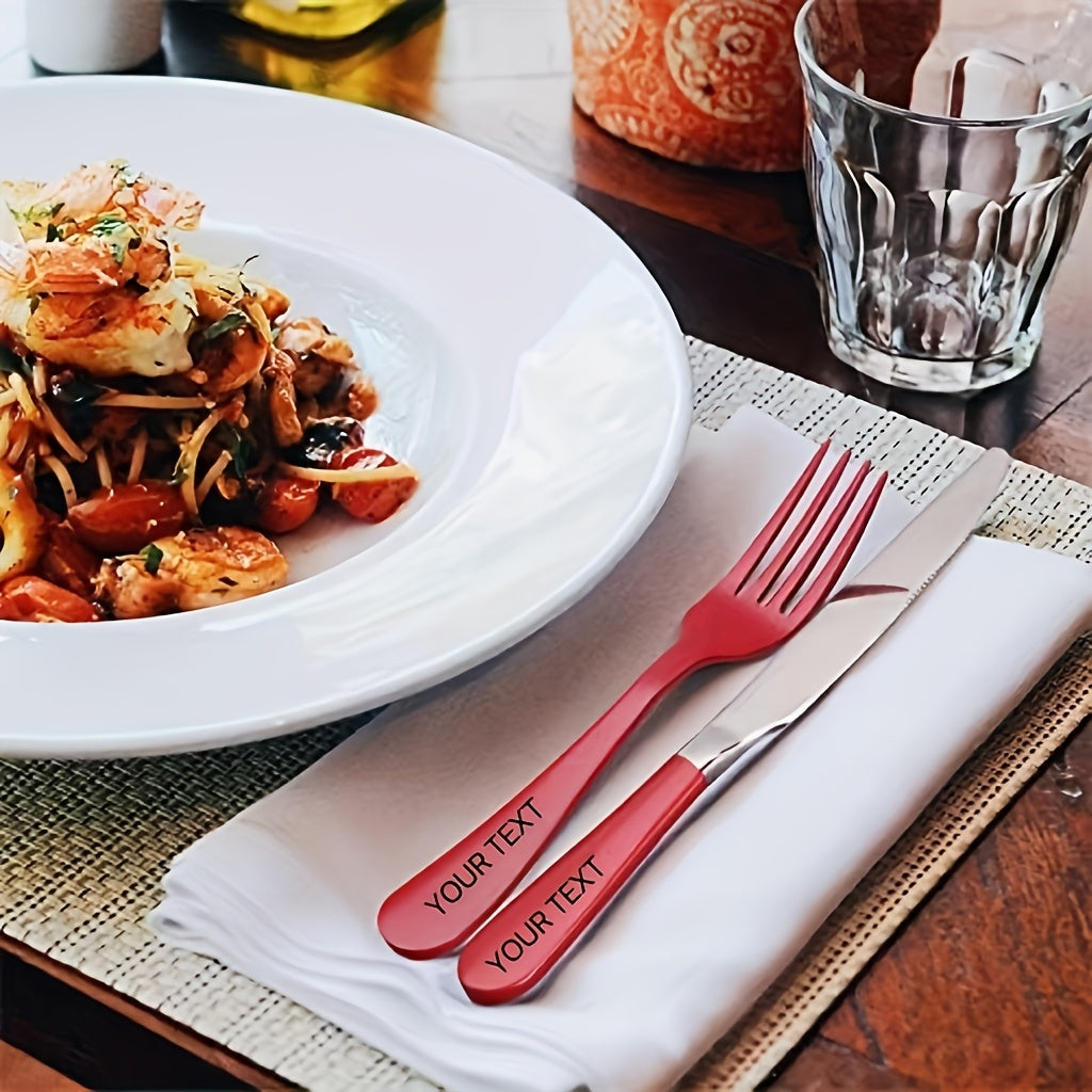 Personalized Set of 5/20/30/40pcs of Red Stainless Steel Cutlery, Suitable for Kitchen And Dining, Featuring Mirror-Polished Knives And Safe for Dishwasher Use.