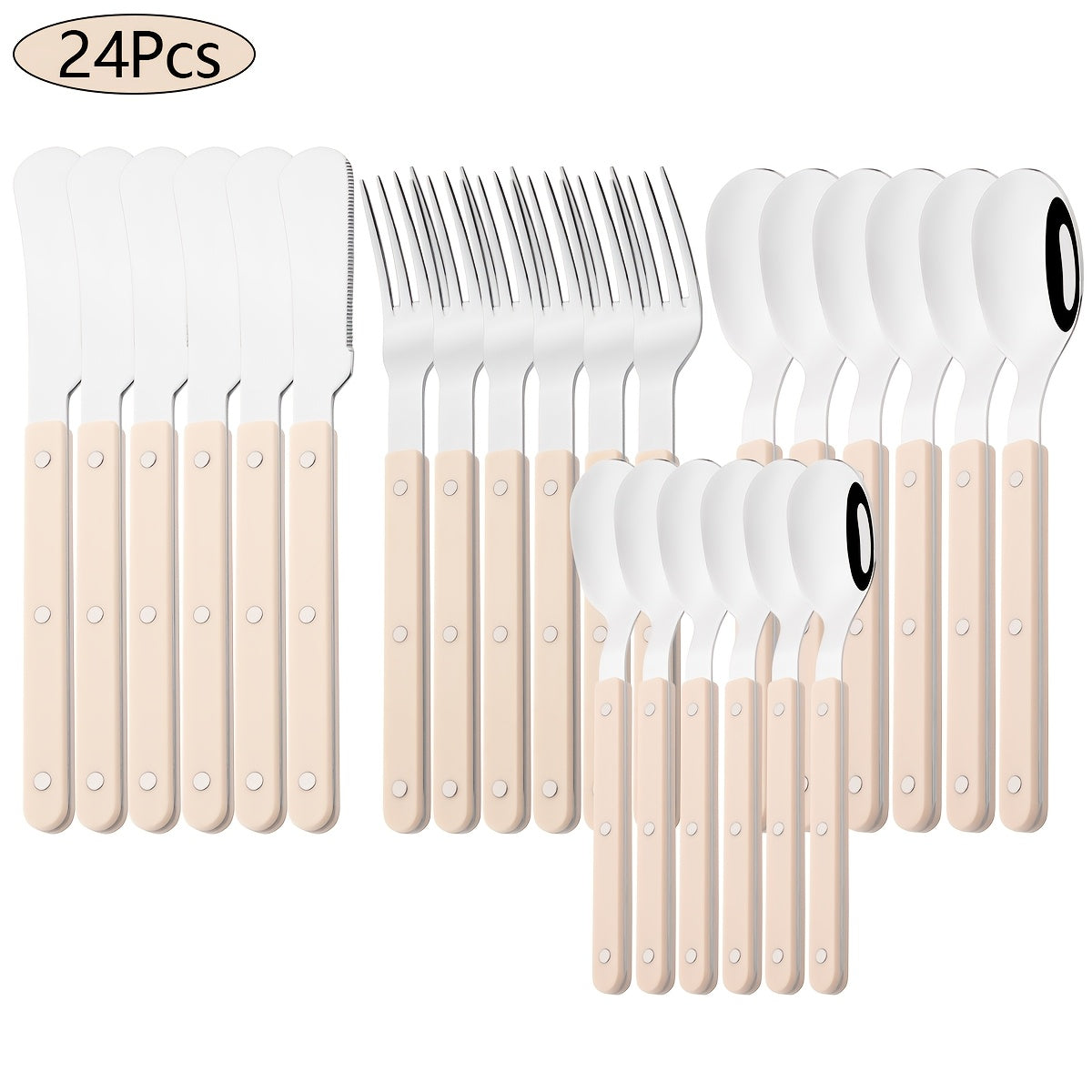 4/16/24pcs Imitation Acrylic Handle Tableware Set, Mirror Stainless Steel Tableware, Dinner Knife, Fork, Spoon, Coffee Spoon Tableware Set, Suitable for Parties, Weddings, Festivals, Restaurants, Hotels, Gifts.