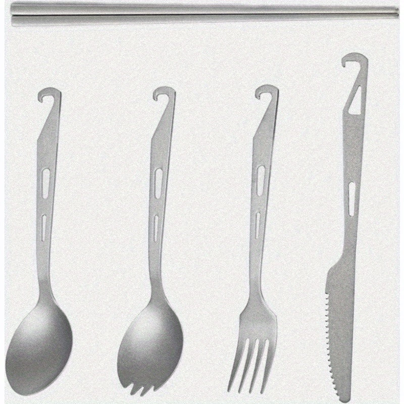 Titanium Camping Utensil Set 5pcs Lightweight Knife Fork Spoon Spork and Chopsticks UltraDurable for Backpac Backpacking Adventures, Hiking Gear, Backpacking Essentials, Mini Utensils, Spork Design, Smooth Finish, Topgrade Material, Multiuse Spoon,