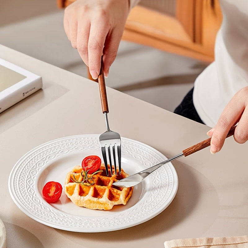 6pcs, Japanese-style 304 stainless steel Western cutlery, high-quality knife, fork, and spoon set, suitable for home, festive parties, and hotels