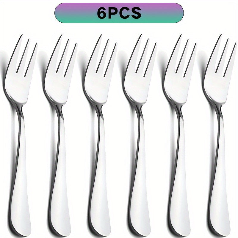 2/4pcs Stainless Steel Small Appetizer Fork, Small Dessert Fork Set, Silver Fork Cutlery Set, 5.5 Inch, Mirror Polished, Dishwasher Safe, Durable Cutlery, Salad Dessert Espresso Cutlery, Shiny Silver