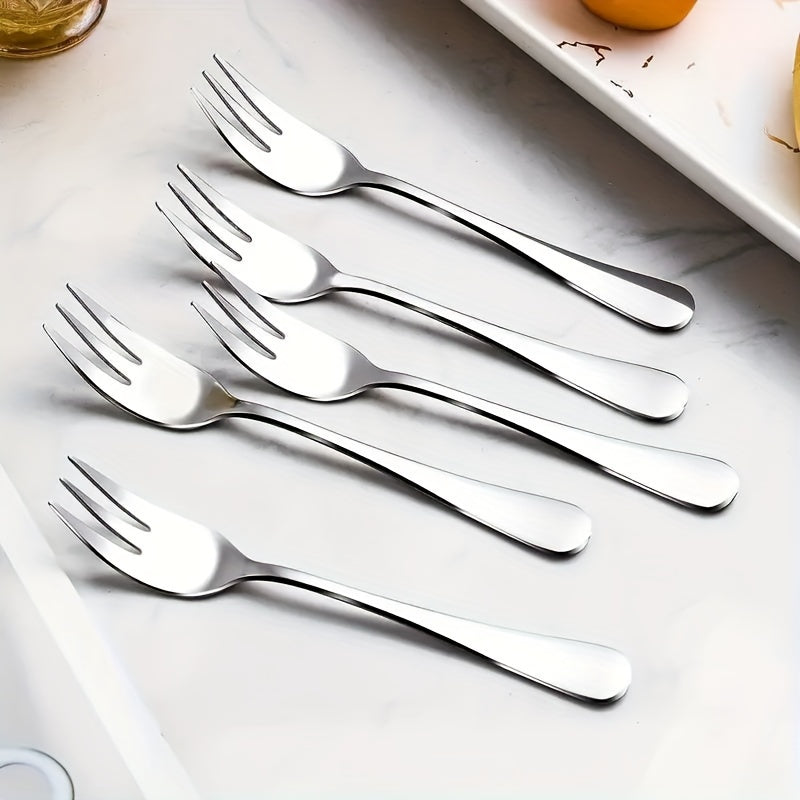 2/4pcs Stainless Steel Small Appetizer Fork, Small Dessert Fork Set, Silver Fork Cutlery Set, 5.5 Inch, Mirror Polished, Dishwasher Safe, Durable Cutlery, Salad Dessert Espresso Cutlery, Shiny Silver