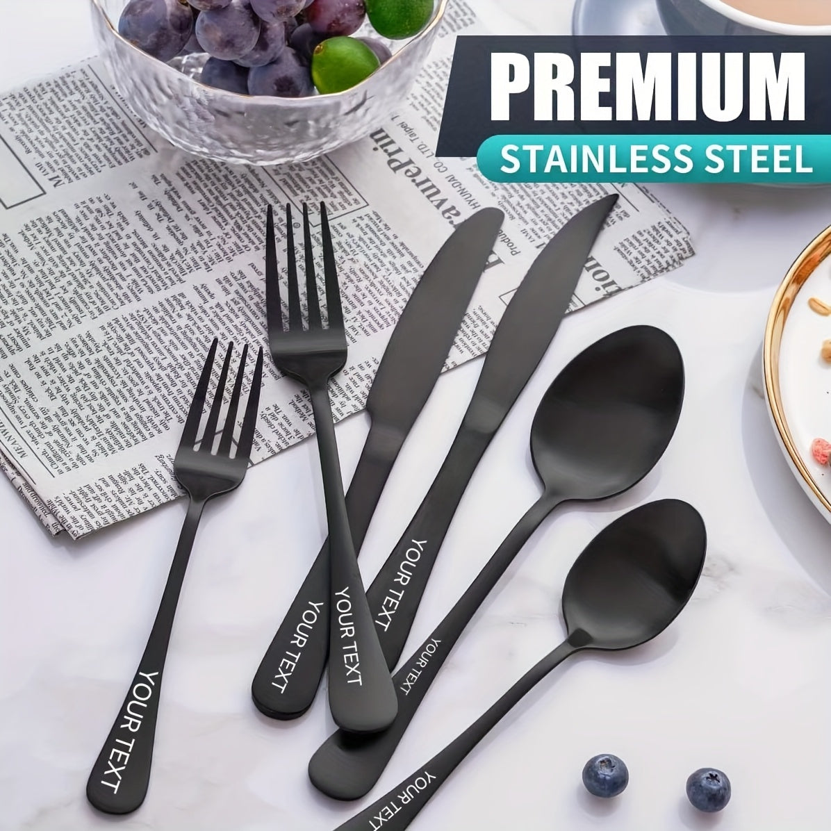 Customized 24/36 stainless steel knife, fork, spoon and modern cutlery set, spoon and fork set, suitable for restaurants, dishwasher washable